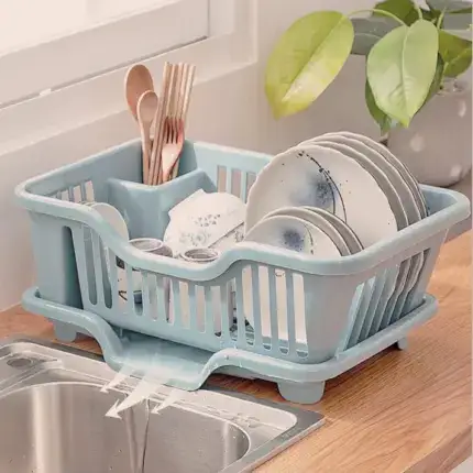 Compact Kitchen Dish Drying Rack with Drip Tray