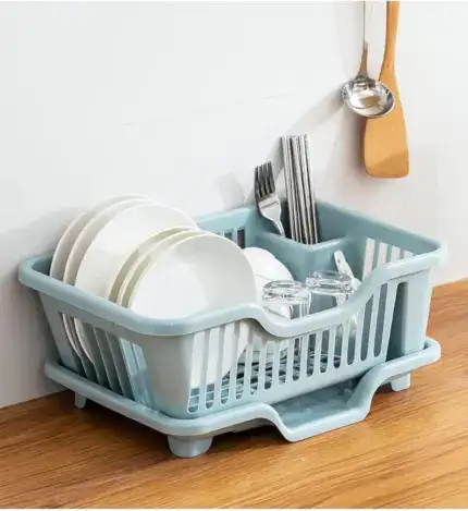 Compact Kitchen Dish Drying Rack with Drip Tray