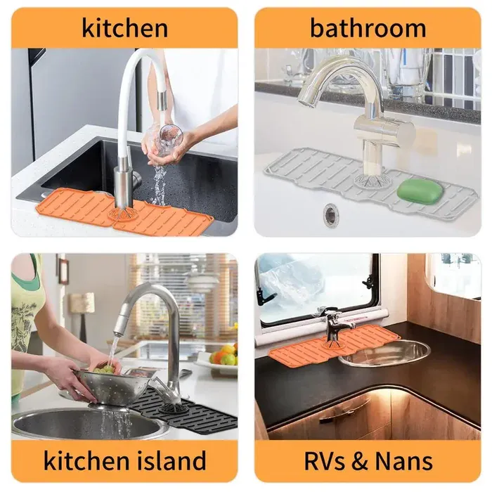 Faucet mat in bathroom
