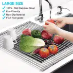 Foldable Stainless Steel Roll-Up Dish Drying Rack - Image 4
