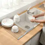 Foldable Stainless Steel Roll-Up Dish Drying Rack - Image 2